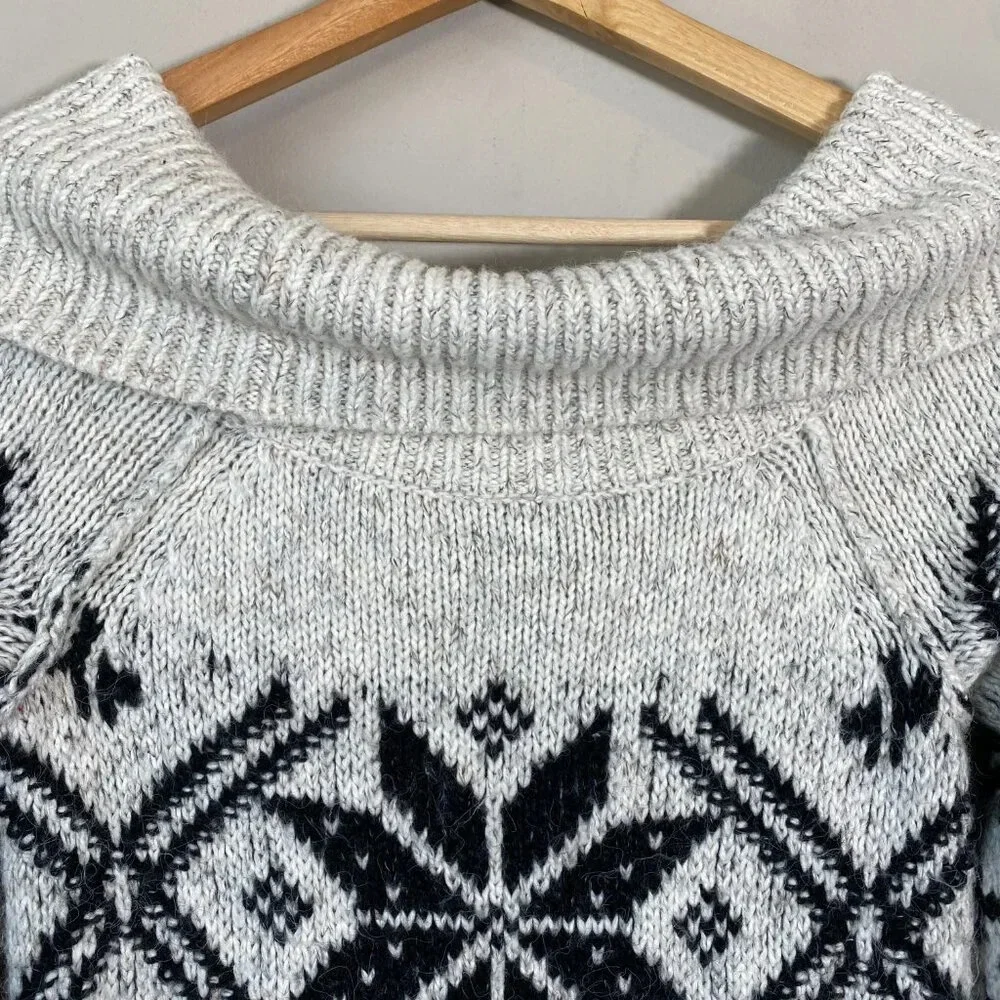 Abercrombie & Fitch Cowl Neck Fair Isle Knit Sweater Dress Womens Small Gray Y2K - Picture 10 of 13
